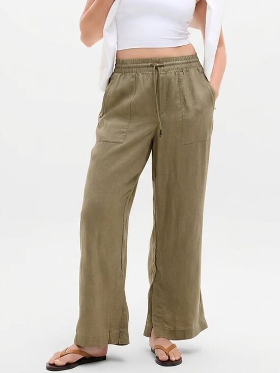 Athleta Pants - Athleta Olive Green Retreat Linen High Rise Wide Leg Pants Size 1X 54844
